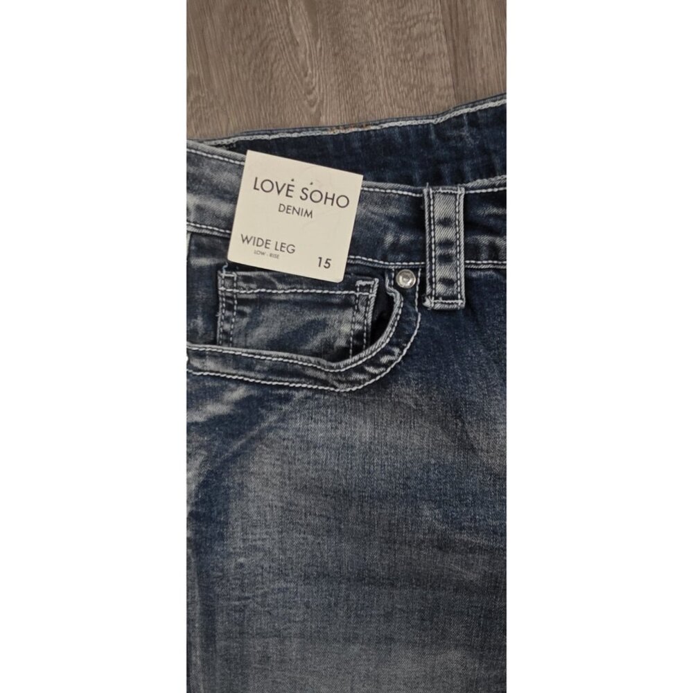 Love Soho Denim Women’s Jeans Size 15 Wide Leg Low Rise Embroidered - Picture 5 of 14